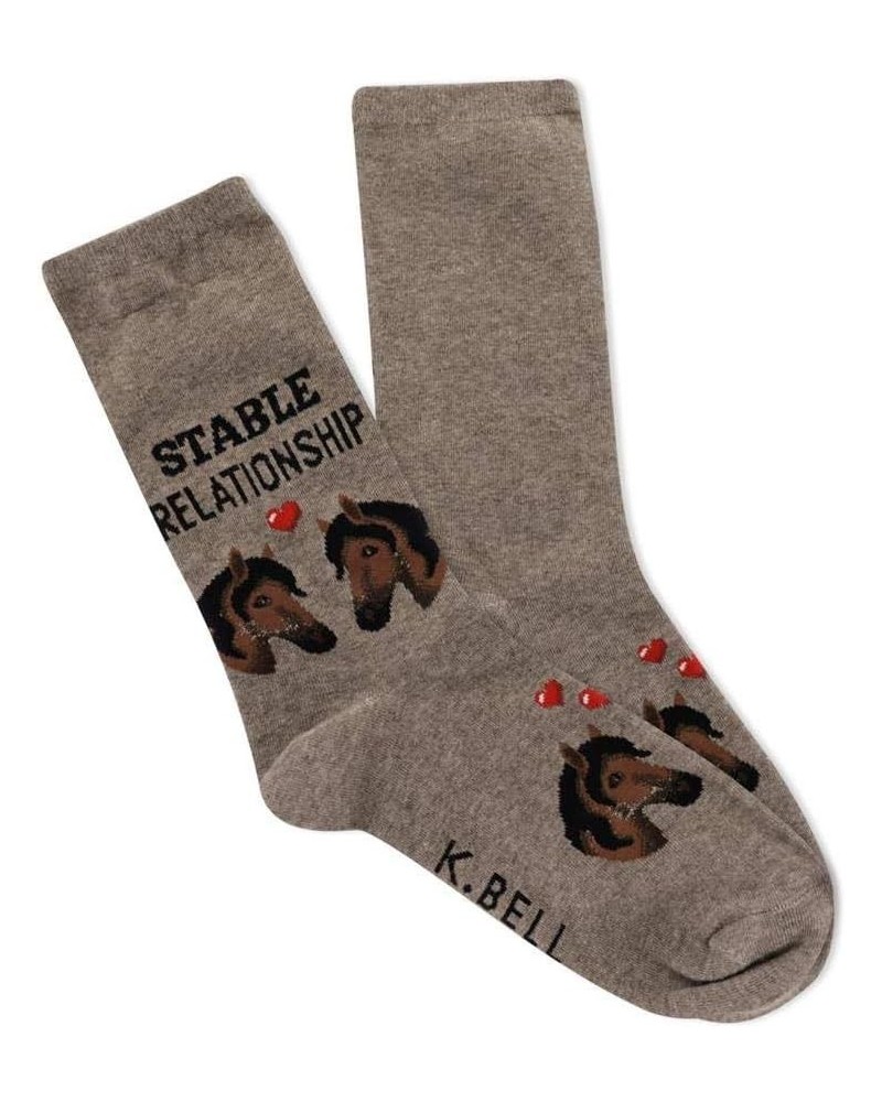 Women's Funny Animal Crew Socks-1 Pairs-Cool & Cute Wordplay Novelty Gifts Stable Relationship (Hemp Heather) $8.96 Socks