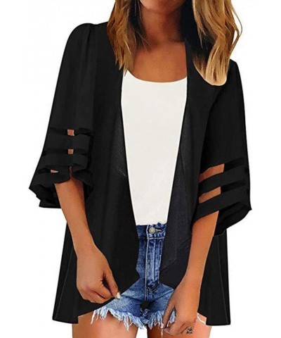 Womens Floral Kimono Cover Ups Short Sleeve Kimono Cardigans Casual Shawl Cardigan Loose Open Front Kimono Tops A01 Black $10...