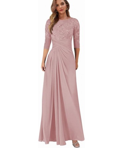 Lace Long Mother of The Bride Dresses for Wedding Chiffon Ruched Evening Formal Dress with Sleeves Purple $34.85 Dresses