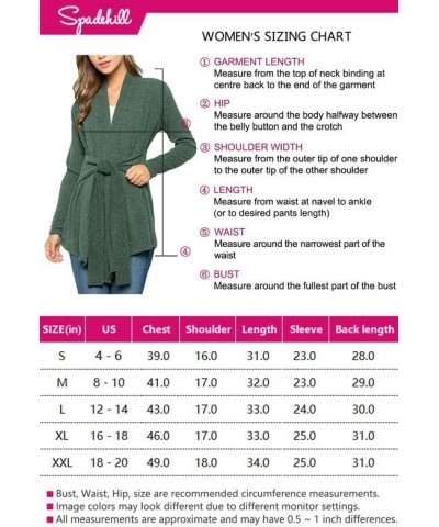 Women's Tie Waist Lightweight Long Sleeve Medium Length Cardigan Forest Green $17.10 Sweaters