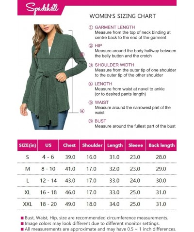 Women's Tie Waist Lightweight Long Sleeve Medium Length Cardigan Forest Green $17.10 Sweaters