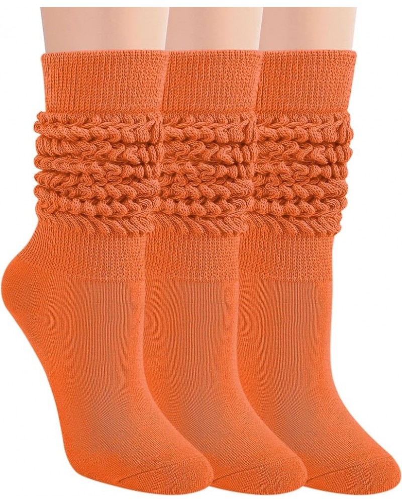 Slouch Socks Women 3 Pairs Scrunch Knit Knee High Boot Socks Size 6-11 Orange $12.73 Activewear