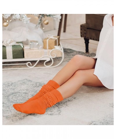 Slouch Socks Women 3 Pairs Scrunch Knit Knee High Boot Socks Size 6-11 Orange $12.73 Activewear