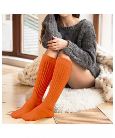 Slouch Socks Women 3 Pairs Scrunch Knit Knee High Boot Socks Size 6-11 Orange $12.73 Activewear