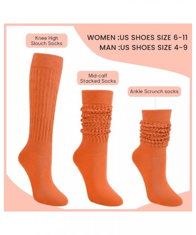 Slouch Socks Women 3 Pairs Scrunch Knit Knee High Boot Socks Size 6-11 Orange $12.73 Activewear