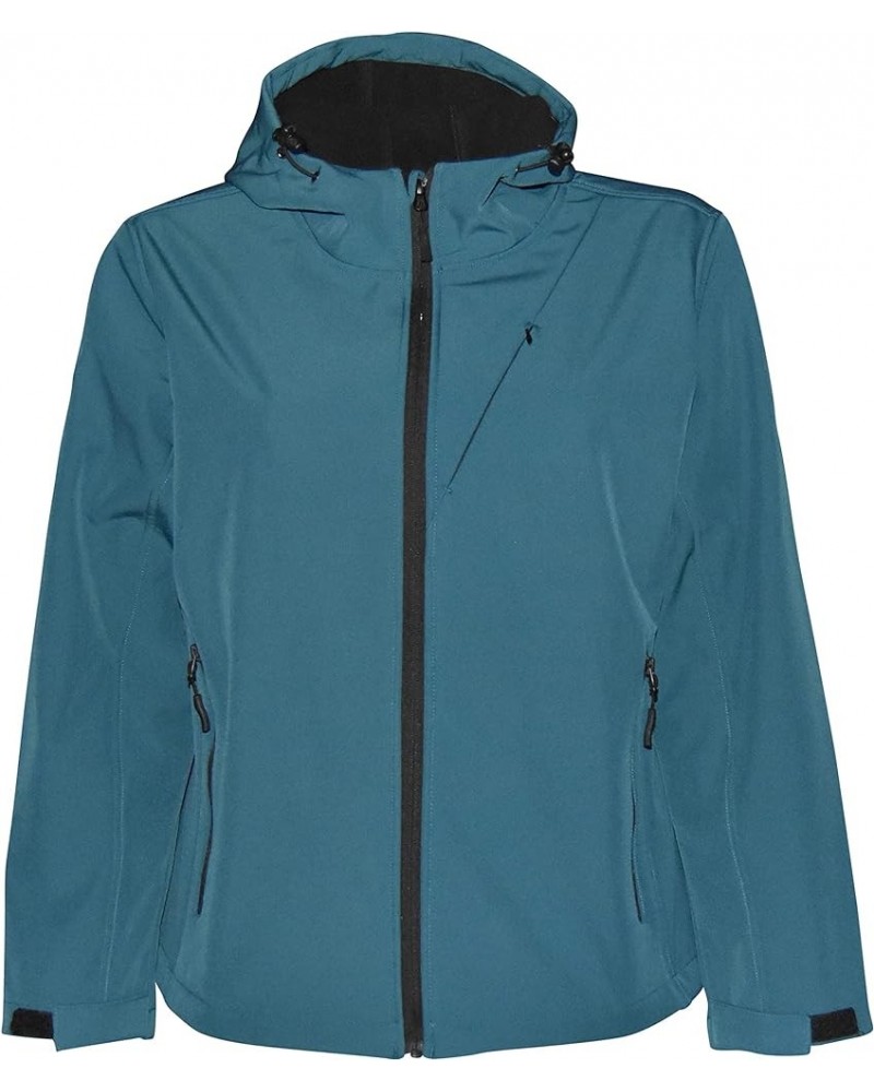 Womens Extended Plus Size Soft Shell Hooded Jacket Lagoon $22.94 Jackets