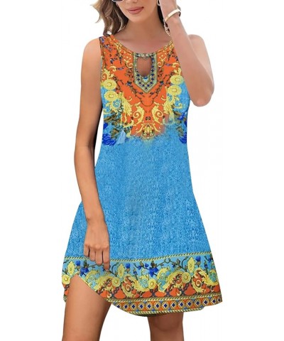 Summer Dresses for Women 2024 Trendy Boho Floral Print Cover Up Crew Neck Sleeveless Sundresses with Pockets Flower 20 $13.04...