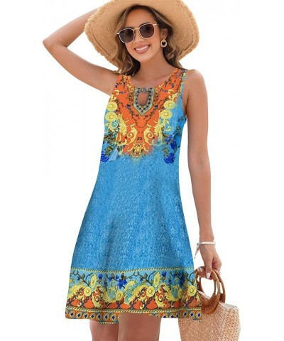 Summer Dresses for Women 2024 Trendy Boho Floral Print Cover Up Crew Neck Sleeveless Sundresses with Pockets Flower 20 $13.04...