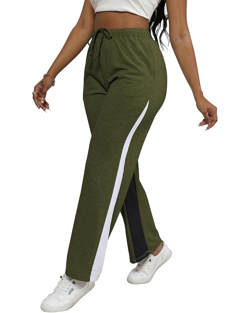 Sweatpants Women Baggy Straight Leg Sweat Pants Elastic Waist Drawstring Lounge Pants with Pockets 3 Army Green $11.99 Active...