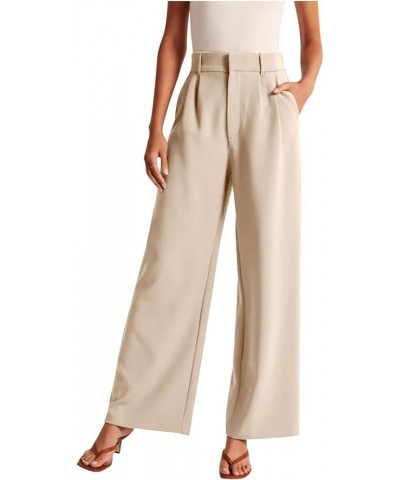 Women's Wide Leg Pants Work Business Casual Pants High Waisted Dress Palazzo Flowy Trousers Office Dressy Pants A01-beige $14...