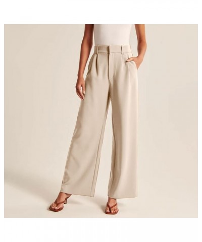 Women's Wide Leg Pants Work Business Casual Pants High Waisted Dress Palazzo Flowy Trousers Office Dressy Pants A01-beige $14...