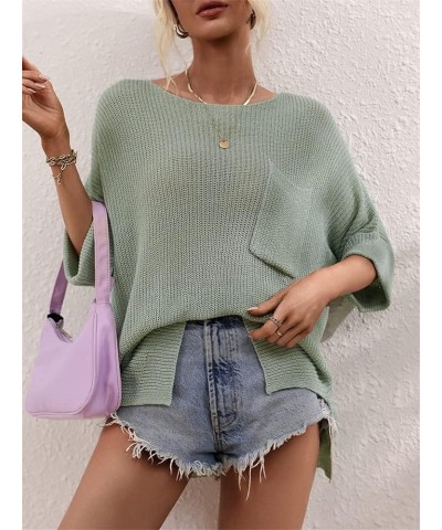 Women's Crewneck Hollow Out Tops Crochet Knit Pullover Sweater Batwing Sleeve Cover Ups 02green $19.97 Swimsuits