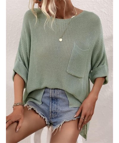 Women's Crewneck Hollow Out Tops Crochet Knit Pullover Sweater Batwing Sleeve Cover Ups 02green $19.97 Swimsuits